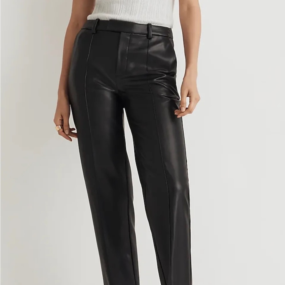 Madewell x Aimee Song Slim Tapered Faux Leather Pants in Black